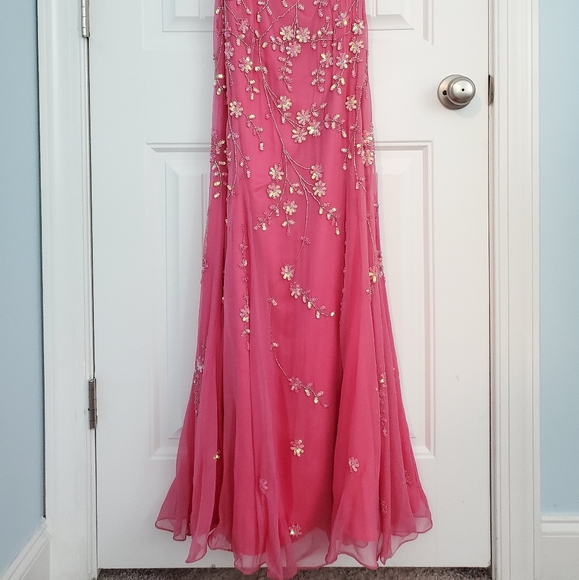 Sean Collection Pink Floral Iridescent Sequin Gown - Picture 2 of 9